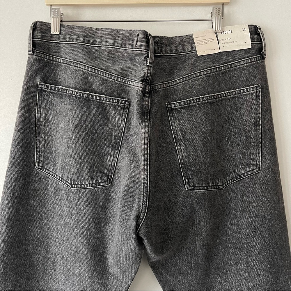 ❌SOLD❌ Agolde 90's Mid Rise Loose Fit High Rise Washed Black Denim Jeans size 34 - Picture 5 of 16